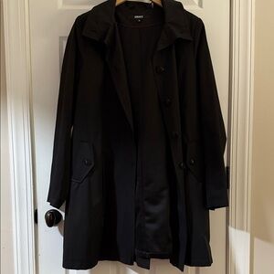 DKNY Elegant Black Trench Coat Size XL NWOT